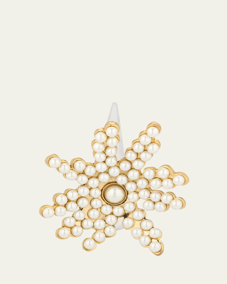 Pearly Pave Flower Brooch
